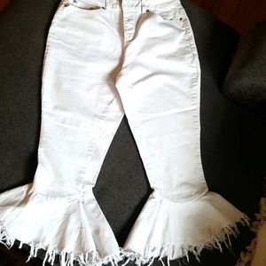 Ashley Stewart Fringed Bell Bottom Jeans